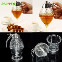 rljlives honey dispenser jar container cup juice syrup kettle kitchen bee drip stand holder portable storage pot