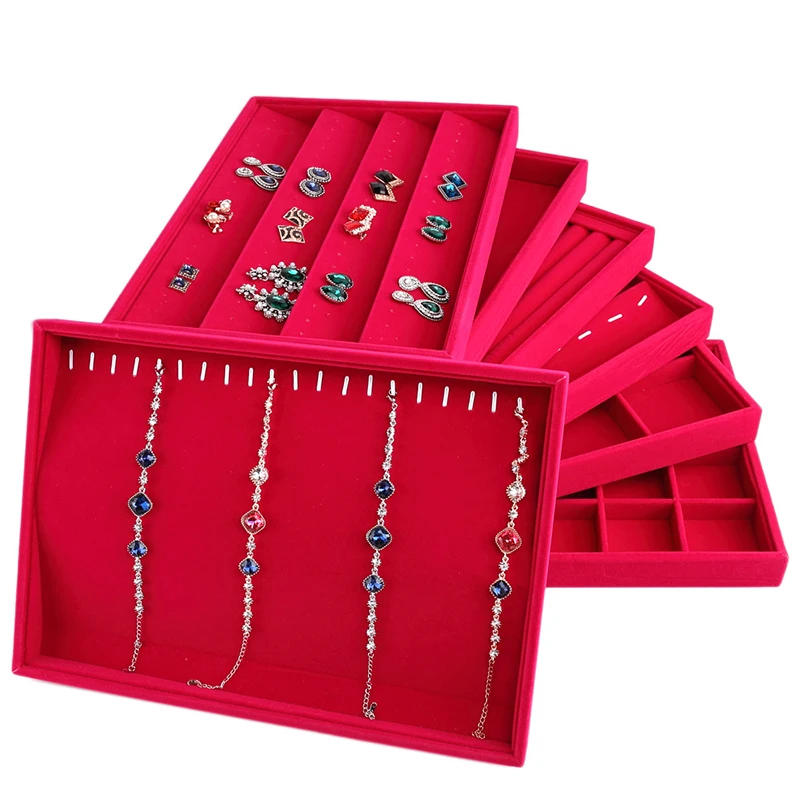 Коробка для колец подносы ювелирных украшений бархатный лоток демонстрации всех