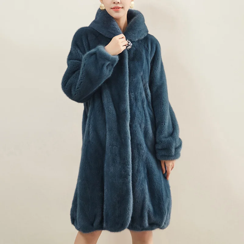 Mink Fur Velvet Jacket Real Fur Coat Double-faced Female Elegant Winter Coat Women Hooded Tops Long Coats Women Tops ZT262
