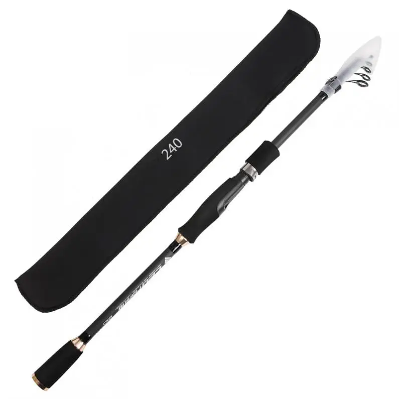 2.4m Carbon Lure Fishing Rod Straight Shank 7 Section Telescopic Ultra Light Travel Carbon Fiber Fishing Pole Lure Tackle
