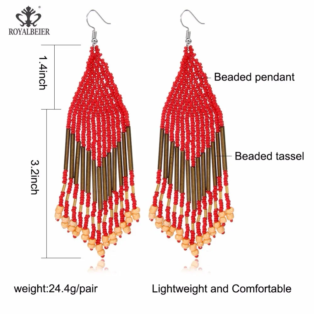 

ROYALBEIER New Fashion Bohemian Female Dangle Earring Handmade Party Gift Drop Jewelry Hot Bijoux Statement Earring Wholesale