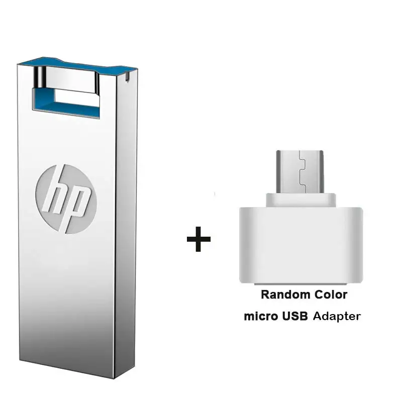 HP USB Flash 16 ГБ 32 ГБ 64 ГБ Pendrive v295w Симпатичные Memory Stick Plus otg типа C DJ DIY Пользовательский диск на ключ Металл Cle USB 64 ГБ - Цвет: v295w  plus OTG