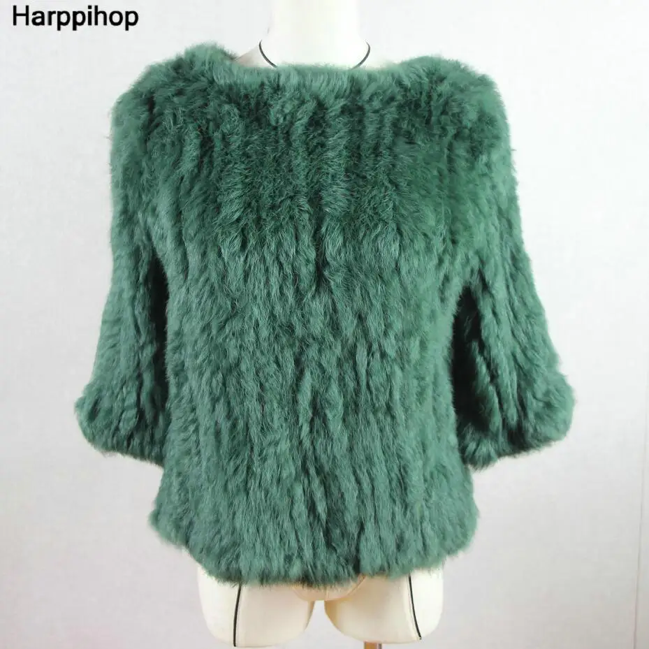 Harppihop* Новинка, горячая Распродажа, женское вязаное пальто с натуральным кроличьим мехом, куртка, жилеты, накидка, комбинезон, 11 цветов, черный, бежевый