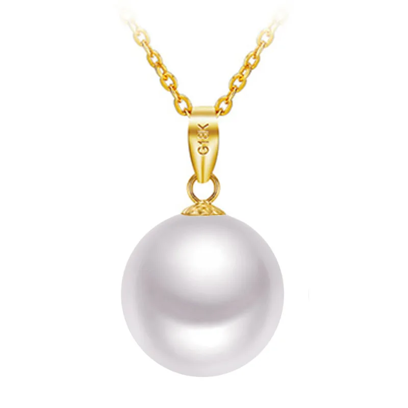 

Sinya 18k Gold Classical Round Pearl Pendant Necklace with 7.5-10mm Natural Pearls Au750 Gold Chain Length 40+5cm for Women