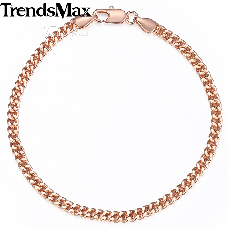 Браслет и ожерелье из розового золота 585 пробы 4 мм | Украшения аксессуары