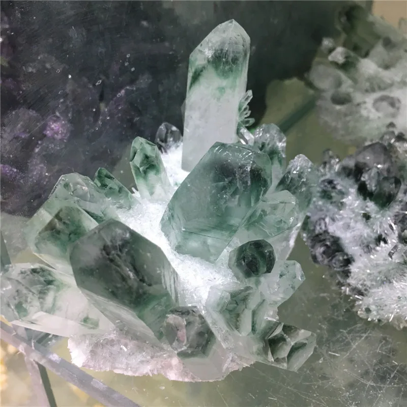 Large size natural green ghost quartz crystal cluster healing crystals raw gemstone specimen for home&ampoffice decoration fengshui | Дом и