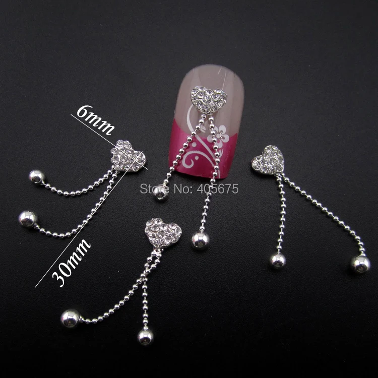 10pcs Heart rhinestones chain nail decoration handmade DIY jewelry accessories MNS802 | Красота и здоровье