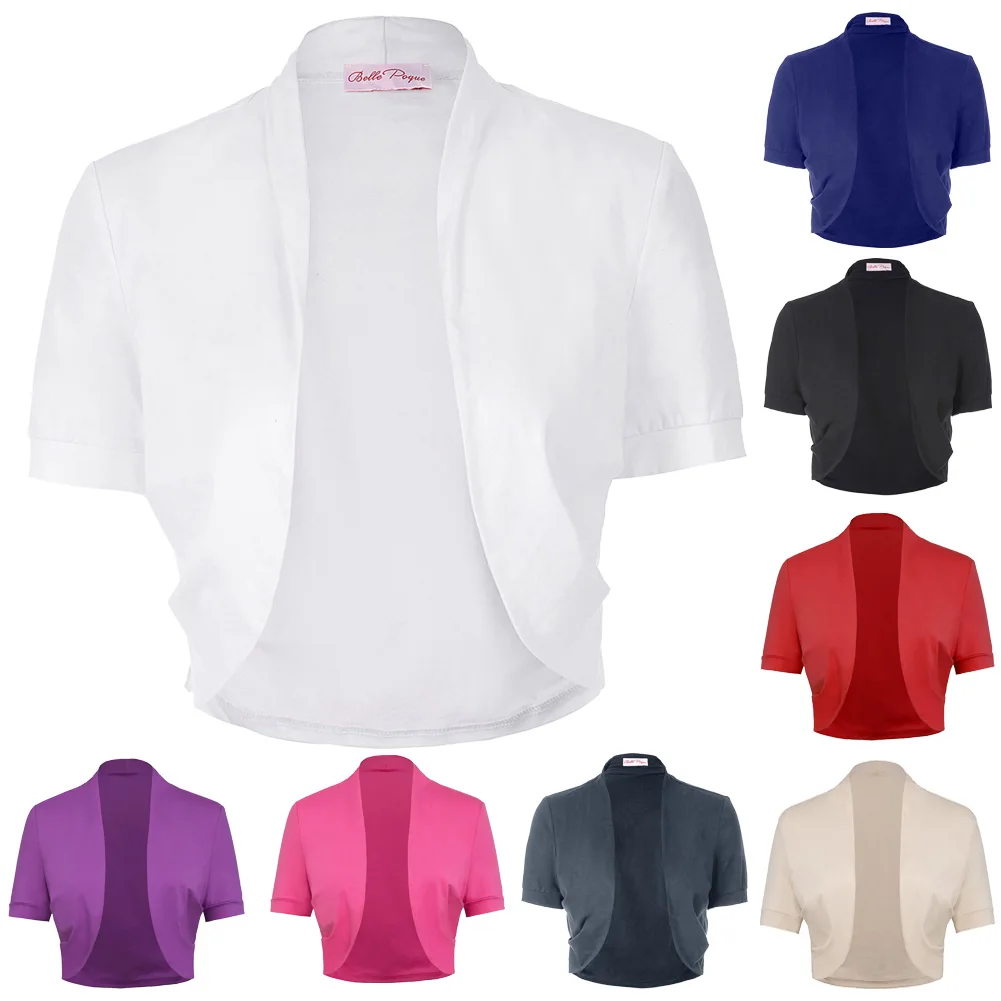 Женское пальто с короткими рукавами Belle Poque однотонное облегающее болеро