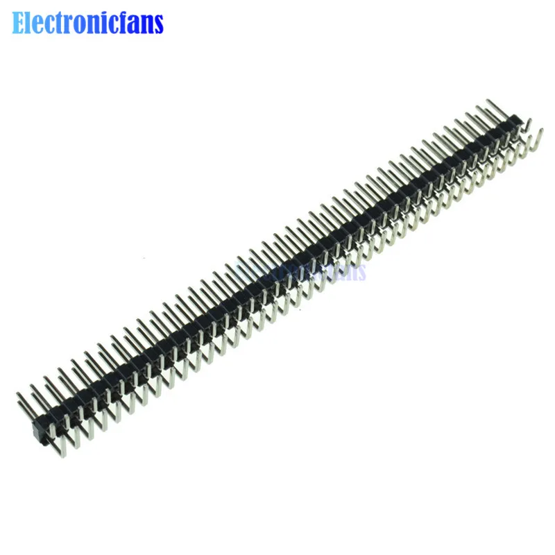 

50PCS 2.54mm 2 x 40 Pin Male Double Row Right Angle Pin Header Strip