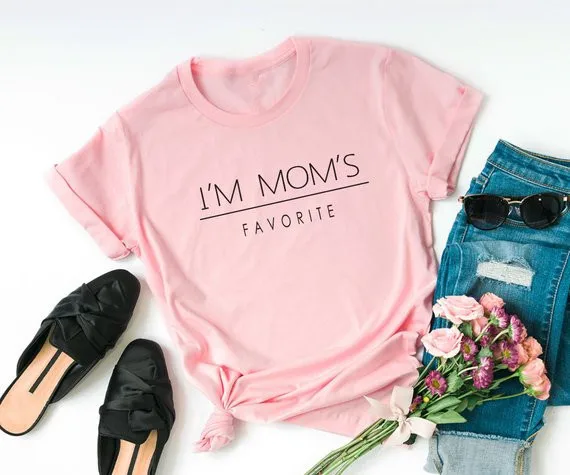 Весенняя женская футболка I'm Mom Favorite с буквенным принтом топы для девочек