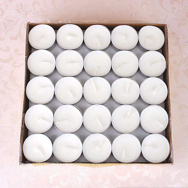 100 Pcs white 4hour Китайский чайный светильник-свеча, романтические поставки, рождественские канделы Velas cumconce Os, красные, желтые, счастливые вечерние WZE022 - Цвет: 100 Pcs white 4hour