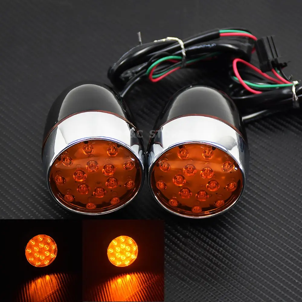 

Motorcycle Black/Orange Matte Turn Signals Lights Indicator light Flasher LEDs For Harley Dyna Softail Sportster