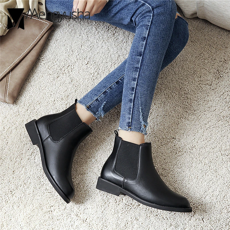 Растягивающиеся резиновые сапоги Женские короткие ботильоны Обувь на меху