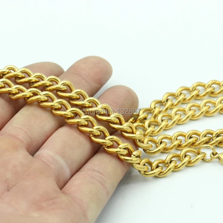 Цепочка мужская из нержавеющей стали ковбойская цепь золотистая 9 мм 24 дюйма |