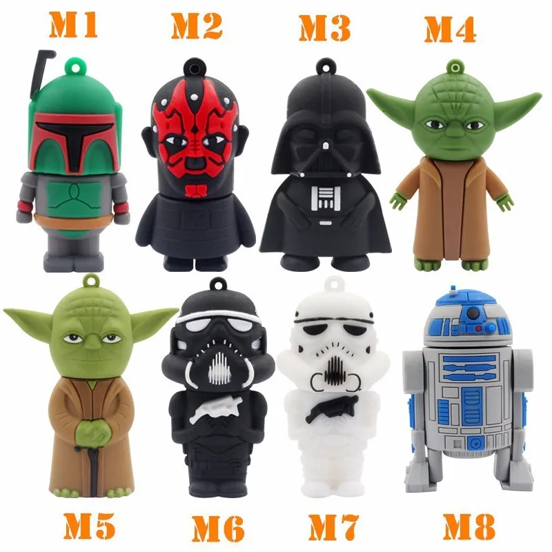 USB флеш накопитель Darth Maul черный/белый Вейдер R2D2 Robot Boba Yoda u диск флешка Creativo карта