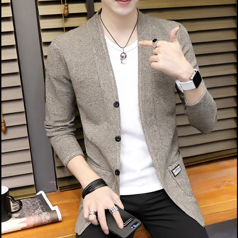 Новинка осени 2020 Мужской приталенный кардиган свитера мужской черный серый