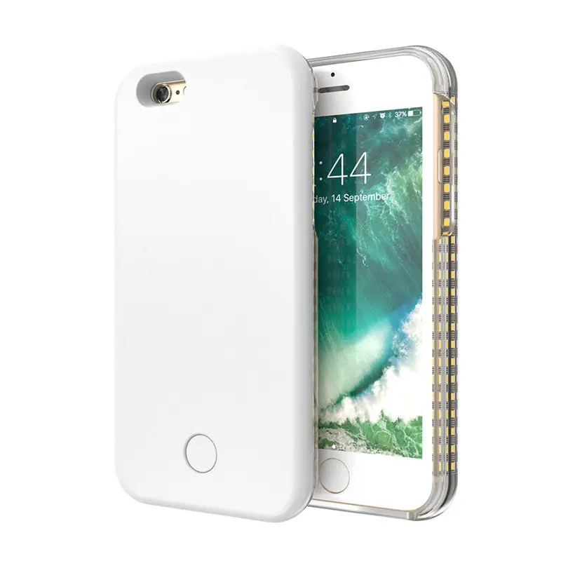 KISSCASE светодиодный заполняющий свет чехол для iPhone 7 8 X XS Max XR Selfie Light Phone Чехол для iPhone 7 8 6 6s Plus 5 5S SE чехол Funda - Цвет: White