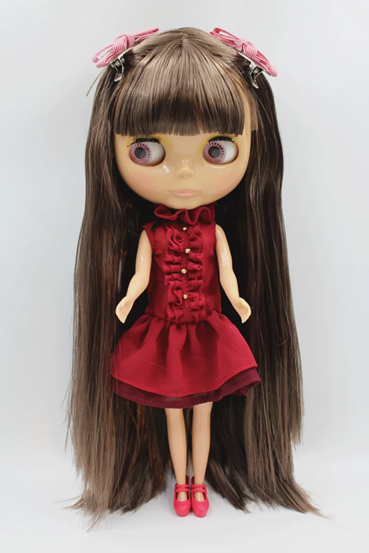Blygirl кукла коричневая челка волосы Blyth Кукла тело мода может переделать макияж Модная Кукла пшеничная мышца
