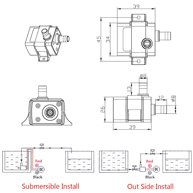 Погружной водяной насос с бесщеточным двигателем 12 в пост. Тока 3 м 240 л/ч| |
