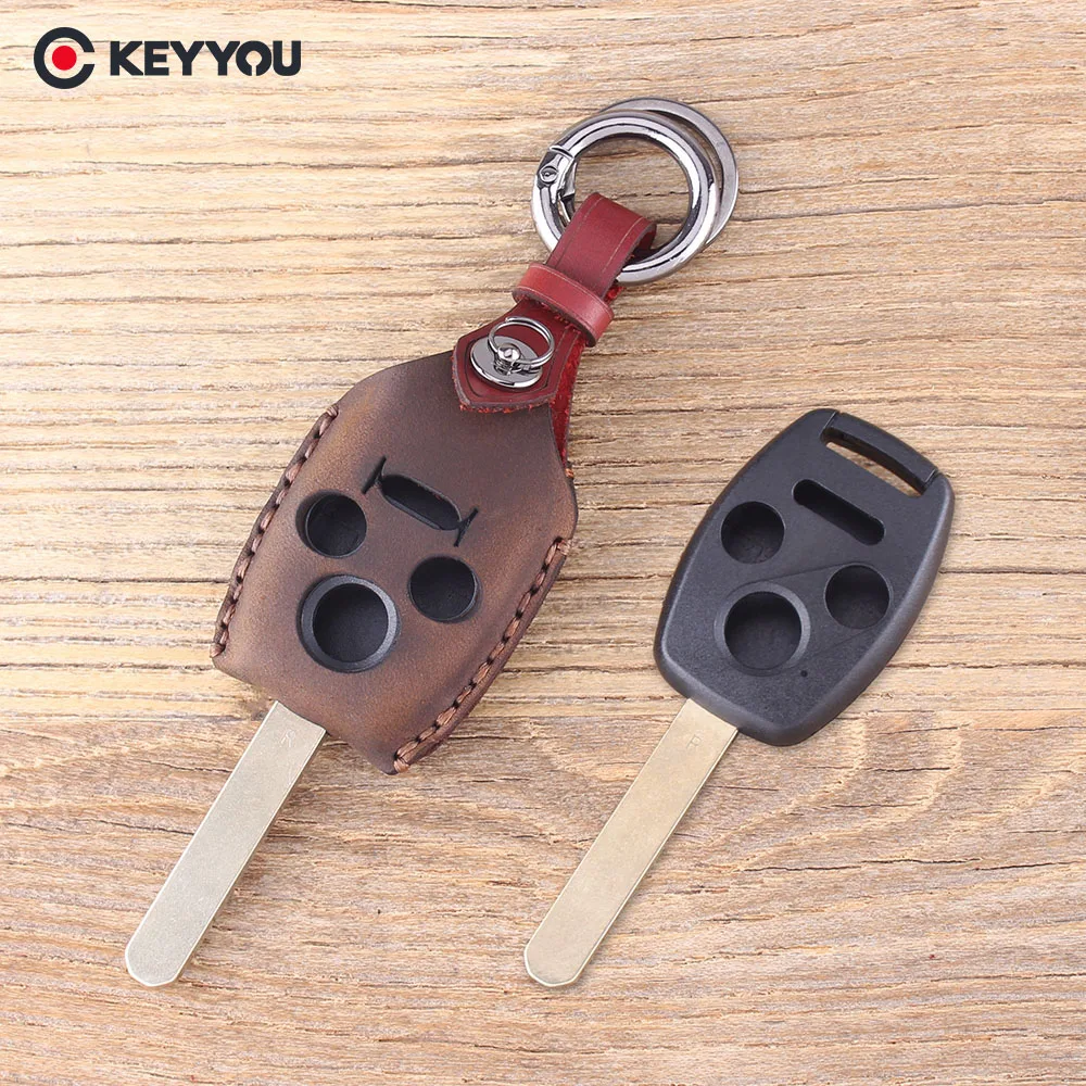 

Чехол KEYYOU из натуральной кожи с 2 кнопками для Honda HRV CRV