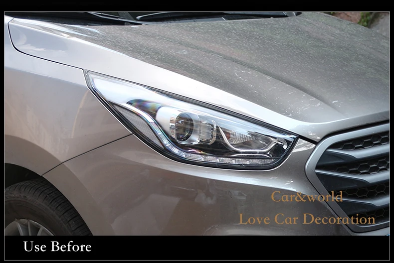 Для Hyundai ix35 2013 Chrome спереди и сзади Фары для автомобиля задние фонари Крышка лампы отделки Рамки ободок гарнир автомобиля Средства для укладки волос