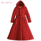 Женская куртка на 2020 белом утином пуху, длинное пальто, парка, теплая верхняя одежда высокого качества с шапкой, зима 90%