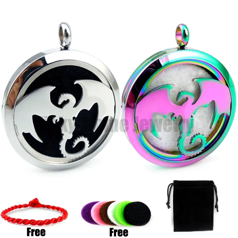 Круглый серебряный дракон (30 мм) ароматерапия/эфирные масла из нержавеющей стали