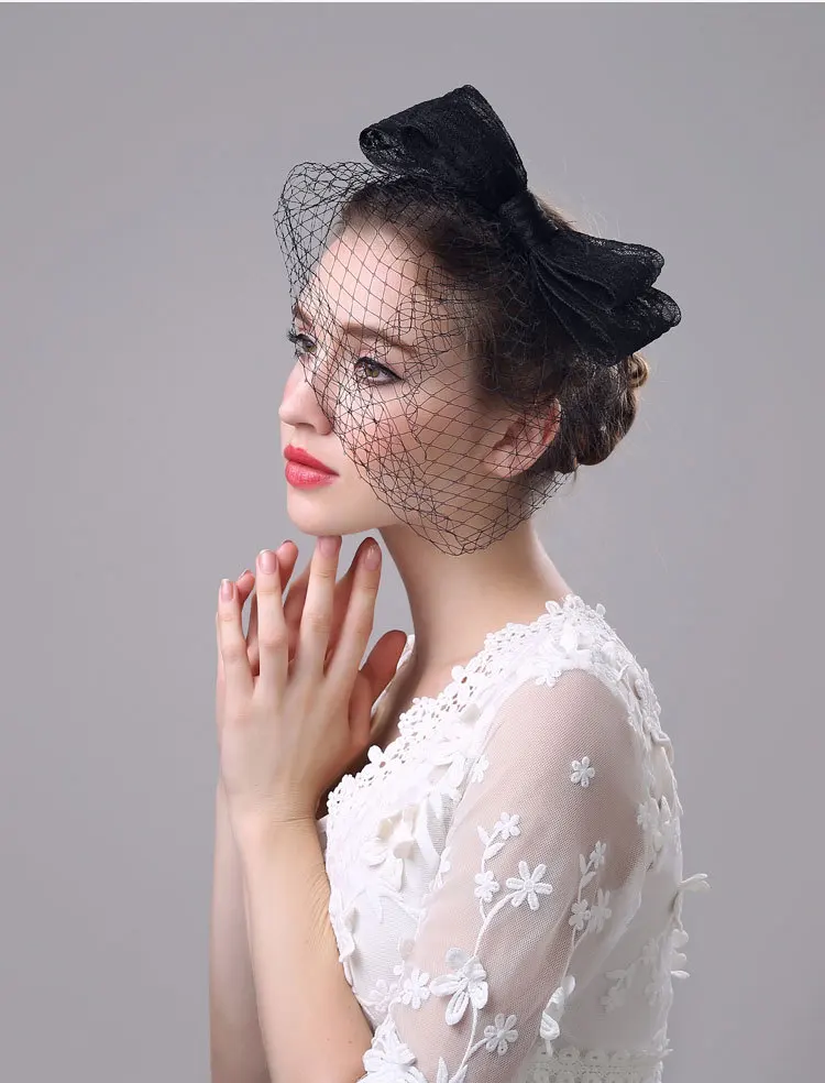 Винтаж черные свадебные Шапки и Fascinators Чистая Лук Свадебные вечерние подарок для Для женщин свадебные аксессуары