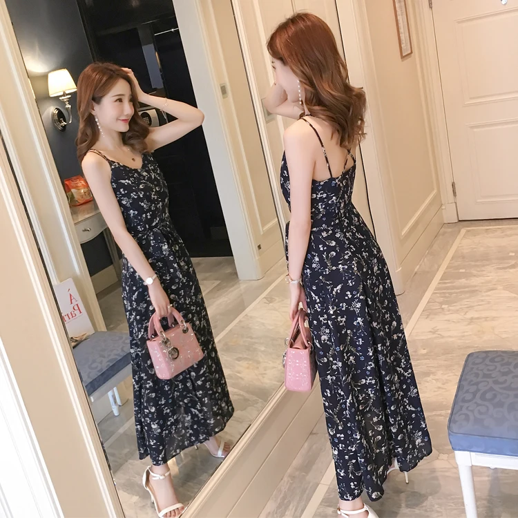 summer dress 2019 new sling floral print slim sexy trendy women's clothing black plus size omighty party | Женская одежда