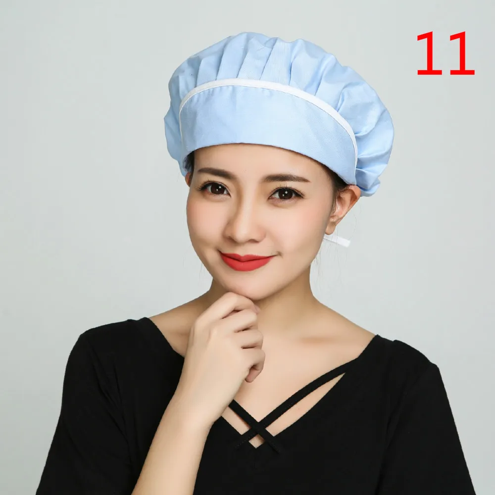 11 Шапка шеф-повара для мужчин и женщин, для кухни, пекаря, кафе, бара, ресторана, отеля, пекарни, униформа шеф-повара, для работы официанта, дышащие шапки для мастерской, пылезащитные колпачки - Цвет: 11