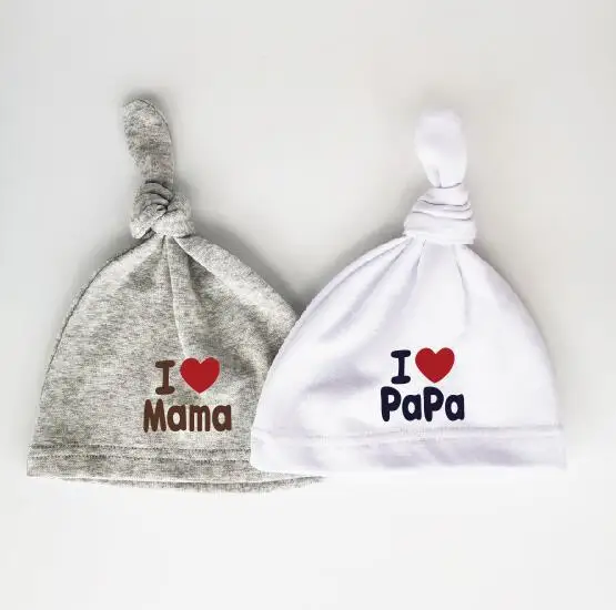 Фирменный Чепчик для сна для новорожденных, шапка с надписью «i love papa» для детей, шапка для девочек и мальчиков, хлопковая шапочка, шапочка для малышей