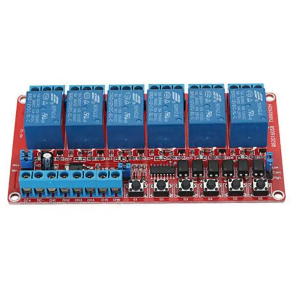 1 Piece 6-Channel Relay Module DC 12V High/Low Level trigger Self-Lock Quiescent current 23mA (L * W 110mm 57mm) ABS | Обустройство