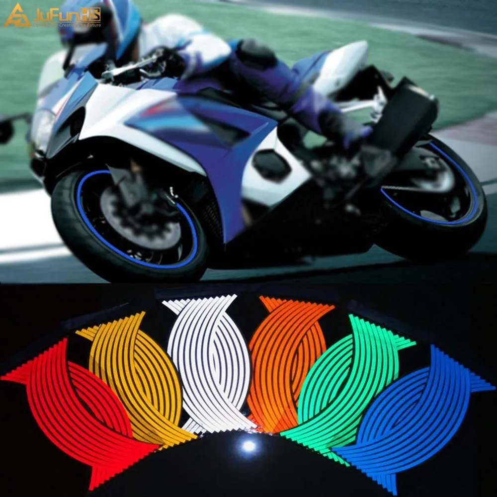 16 шт. 18 дюймов декоративные наклейки на обод колеса мотоцикла светоотражающие