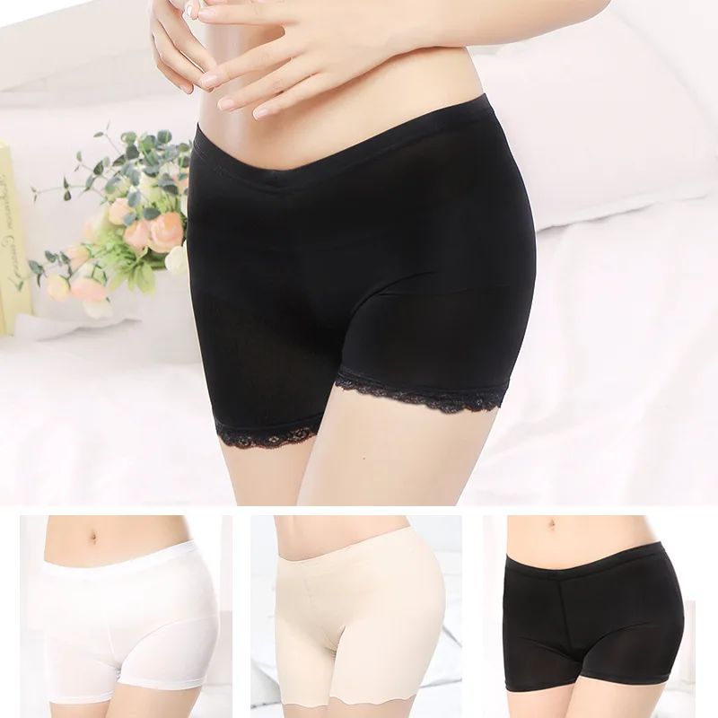 Шорты женские тонкие бесшовные кружевные эластичные безопасные летние