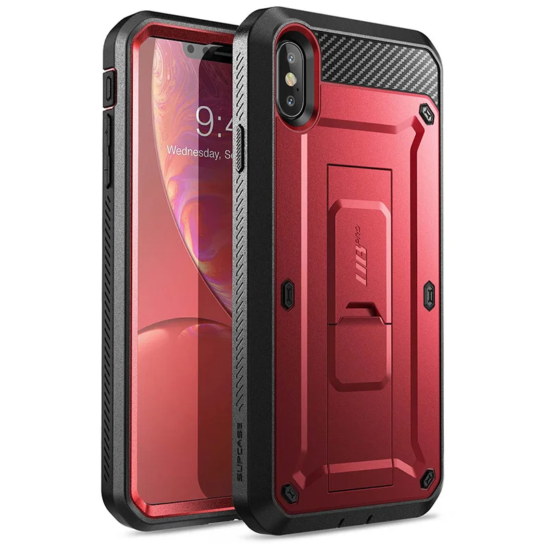 Metallic Red Чехол для iPhone Xs Max 6,5 дюймов SUPCASE UB Pro полнокорпусная прочная кобура чехол со встроенным протектором экрана и подставкой - Цвет: Metallic Red