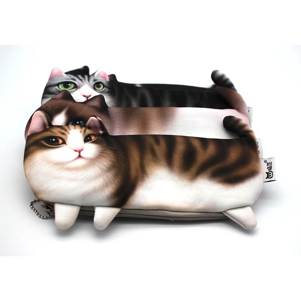 Kawaii Новинка Чехол-карандаш с имитацией мультяшного кота мягкая ткань школьные