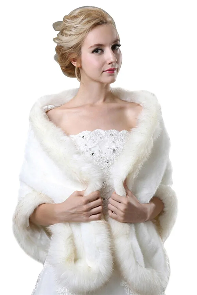 Новая белая свадебная накидка из искусственного меха для невесты шаль короткая