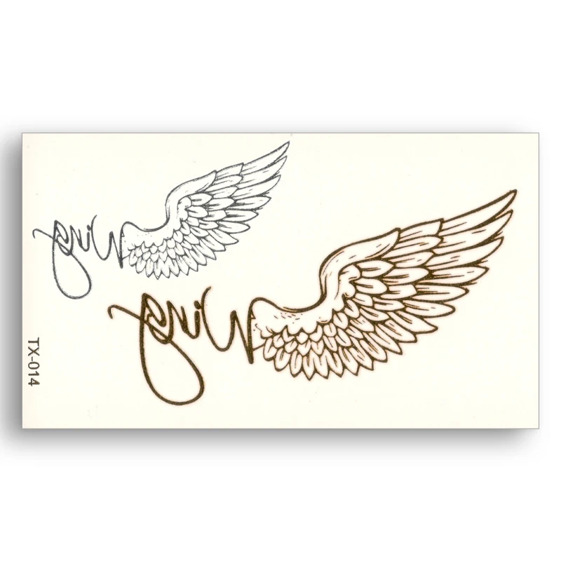 Крылья Ангела поддельные татуировки узор металлик Золотой Серебряный