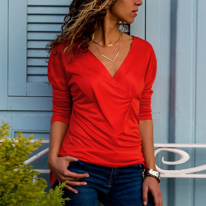 Rogi 2019 Осенняя футболка Женская Повседневная рубашка с длинными рукавами