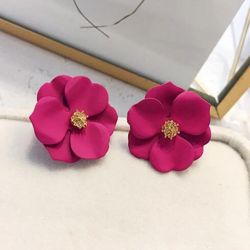 New Fashion Red Green Blue Yellow White Colors Flower Shape Bohemian Bridal Wedding Studs Earrings For Women Girls Party Jewelry | Украшения