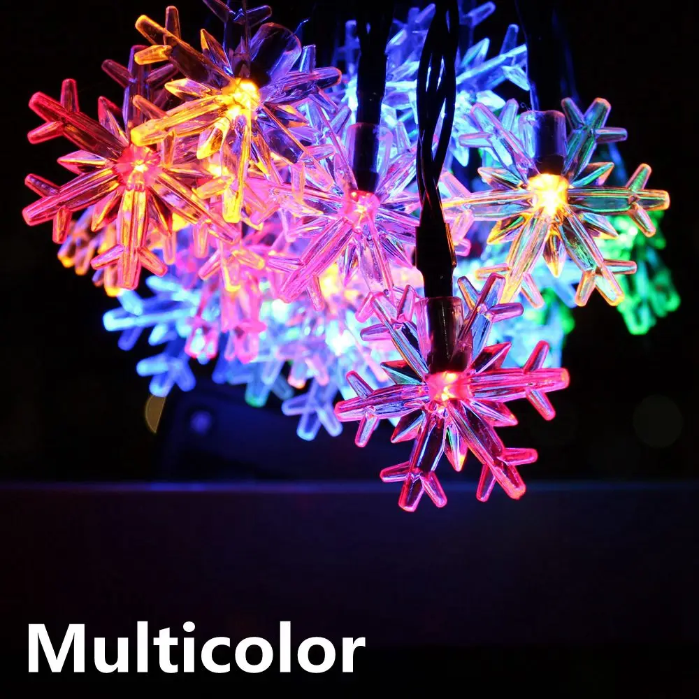 Multicolor 5-52 м Снежинка светодиодный светильник на солнечной батарее Сказочный светильник-гирлянда наружное украшение праздничный светильник s для сада, рождественской елки, газона, пейзажа - Испускаемый цвет: Multicolor