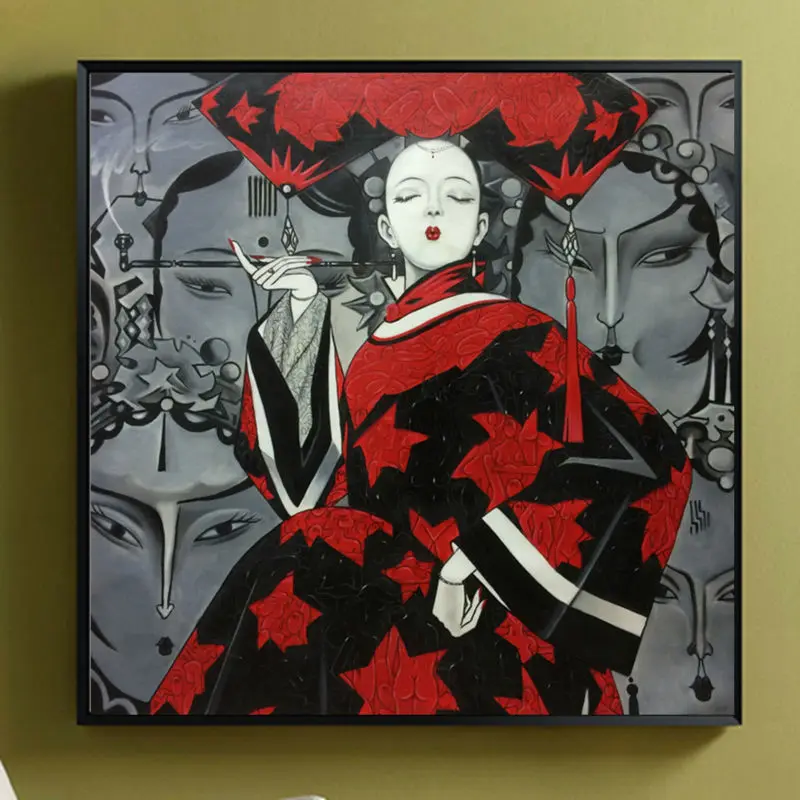 

Hand-painted oil painting Modern Home decor Chinese contemporary Art Beijing Opera clown Wall picture Painting Canvas