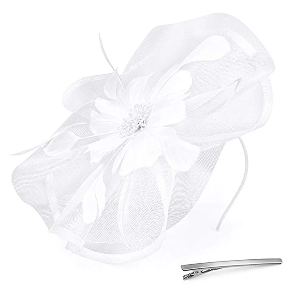 Женский модный головной убор повязка на голову с перьями и сеткой заколкой для