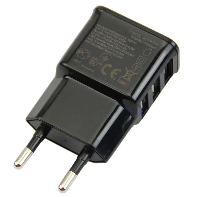 Черный цвет 2 А двойной USB портовый настенный адаптер зарядное устройство с