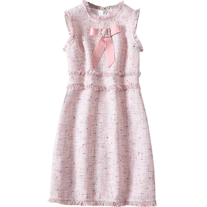 

ZAWFL High Quality Elegant Womens Dresses New Arrival 2022 Ladies Sleeveless Bowknot Tweed Christmas Dress Vestido De Festa
