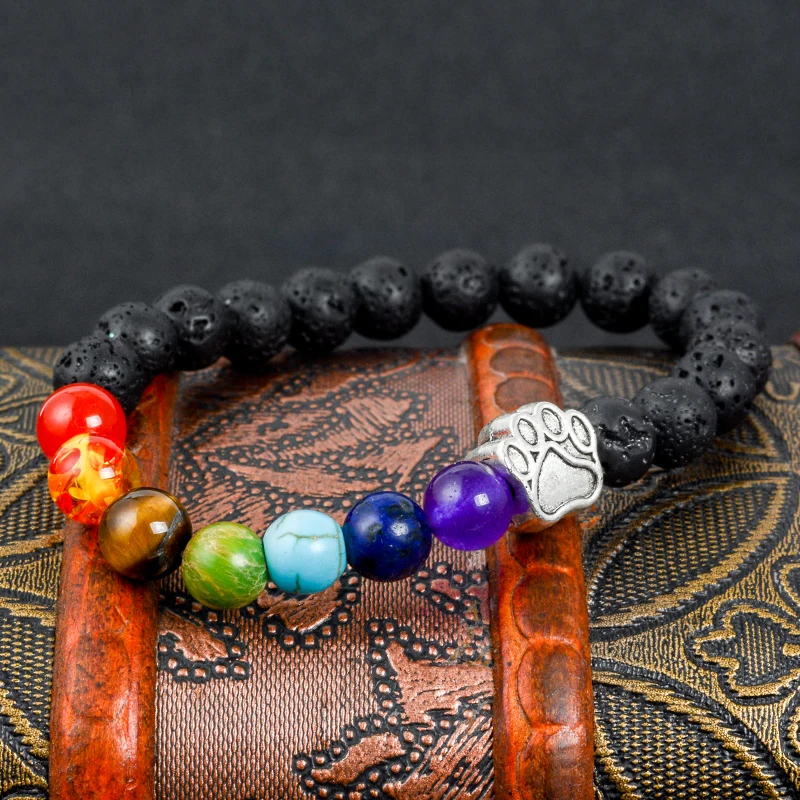 Браслет из лап собак кошек ног принт лавовые бусины каменный браслет для женщин и