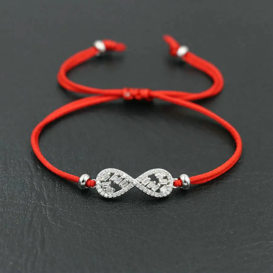 Lucky Brilliant Shiny Crystal Zircon 8 Infinity Bracelets Thin Red Rope Thread String Bracelet Women Girl Couples Lovers Gift | Украшения и