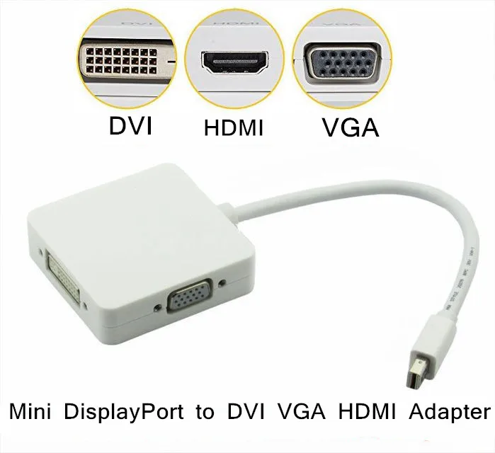 Мини дисплейный Порт Thunderbolt к DVI VGA HDMI адаптер кабель 3 в 1|thunderbolt to dvi|thunderbolt todvi vga |