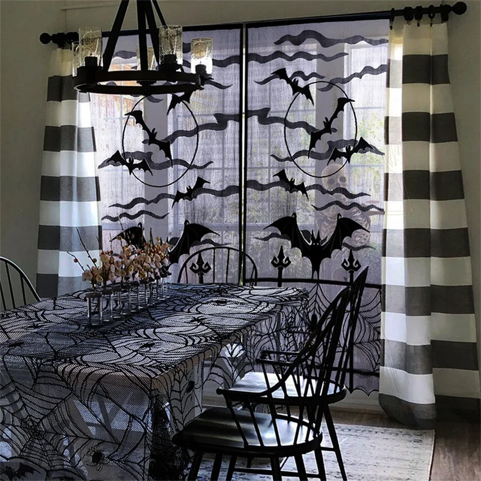 Кружевная скатерть Tronzo для украшения стола на Хэллоуин паутина шарф камина