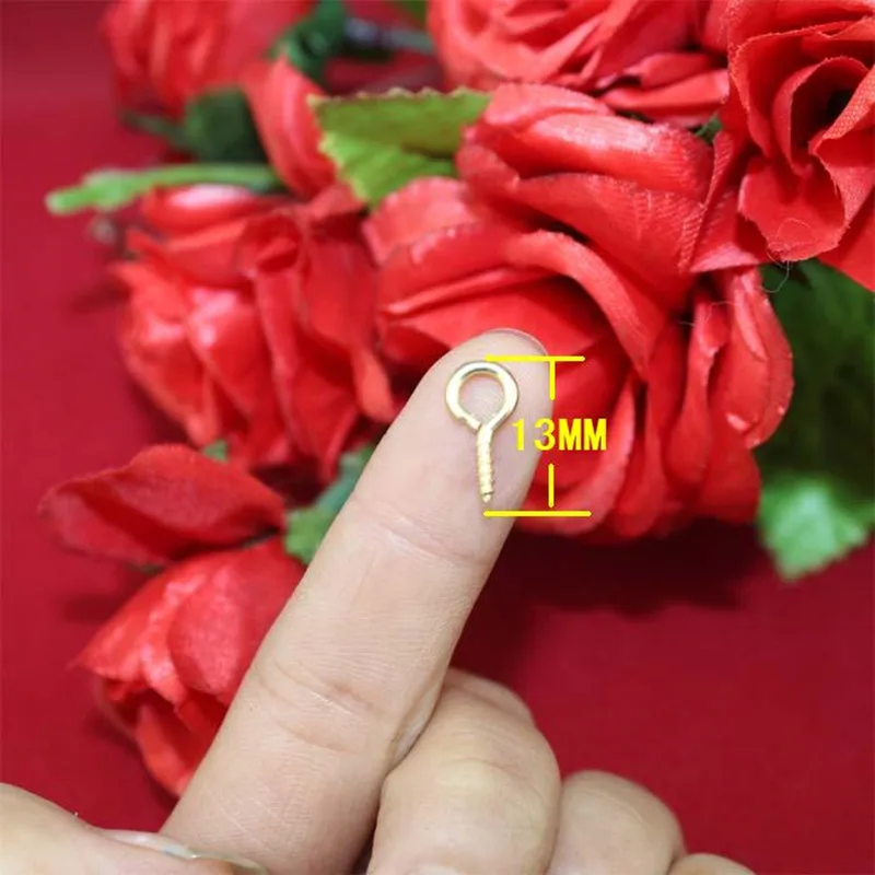 13 мм золотые металлические маленькие штифты Eyepins Крючки Петли винты застежки